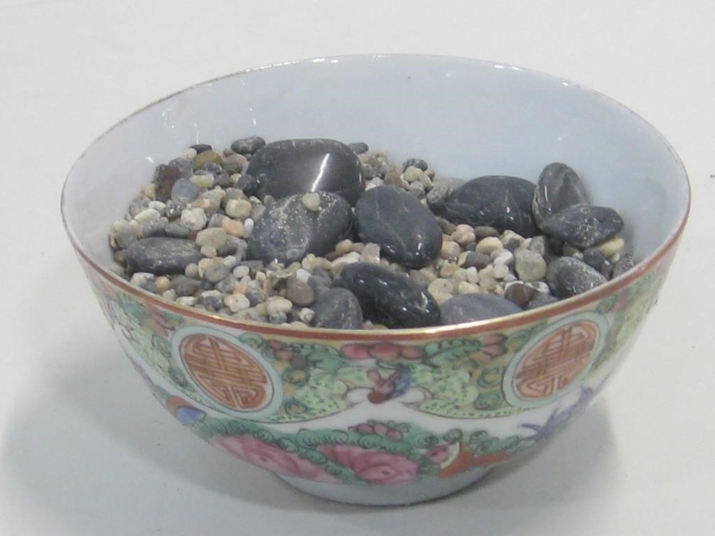 5"x 2" Asian Bowl W/Assorted Stones & Rocks