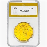 1904 $20 Gold Double Eagle PGA MS65