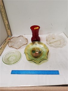 Assorted Glassware Red Vase