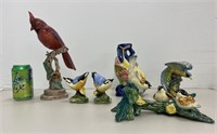 Group art pottery birds - Will George cardinal