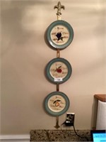 3 fruit design plates on wall hanging