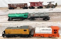 7pc Marx steam/switchers/rolling stock, O gauge