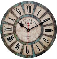 QUKUEOY, 40 CM. SILENT ROUND WOODEN WALL CLOCK,