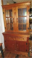 Vintage single piece china cabinet with single