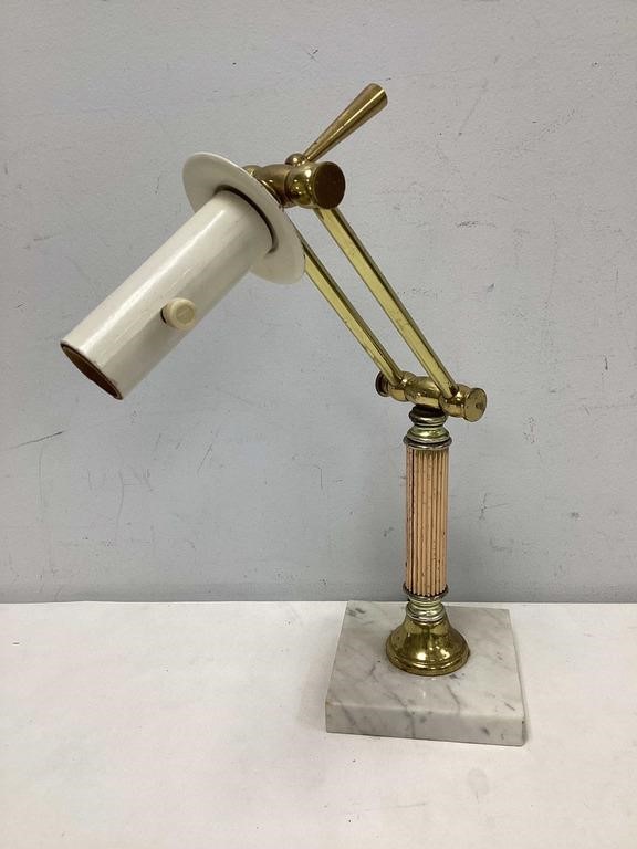Adjustable Brass Lamp with Marble Base