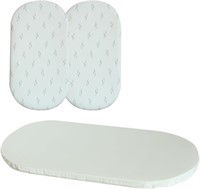 ICEBLUE HD Oval Bassinet Mattress Pad with 2 Pack
