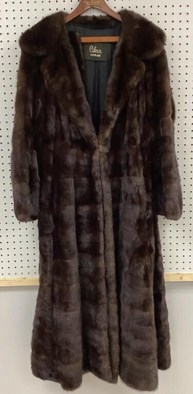 Full Length Fur Coat with Sash