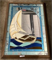 Painted Glass Nautical Mirror.
