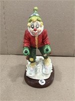 Vintage Skiing Clown Figurine