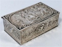 Silver Pill Box, marked 800, stamped Dutch scene