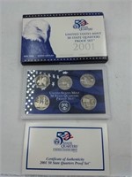 2001 US Mint proof set coins state quarters