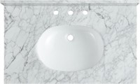 34.5 in. Carrara White Countertop w/Basin