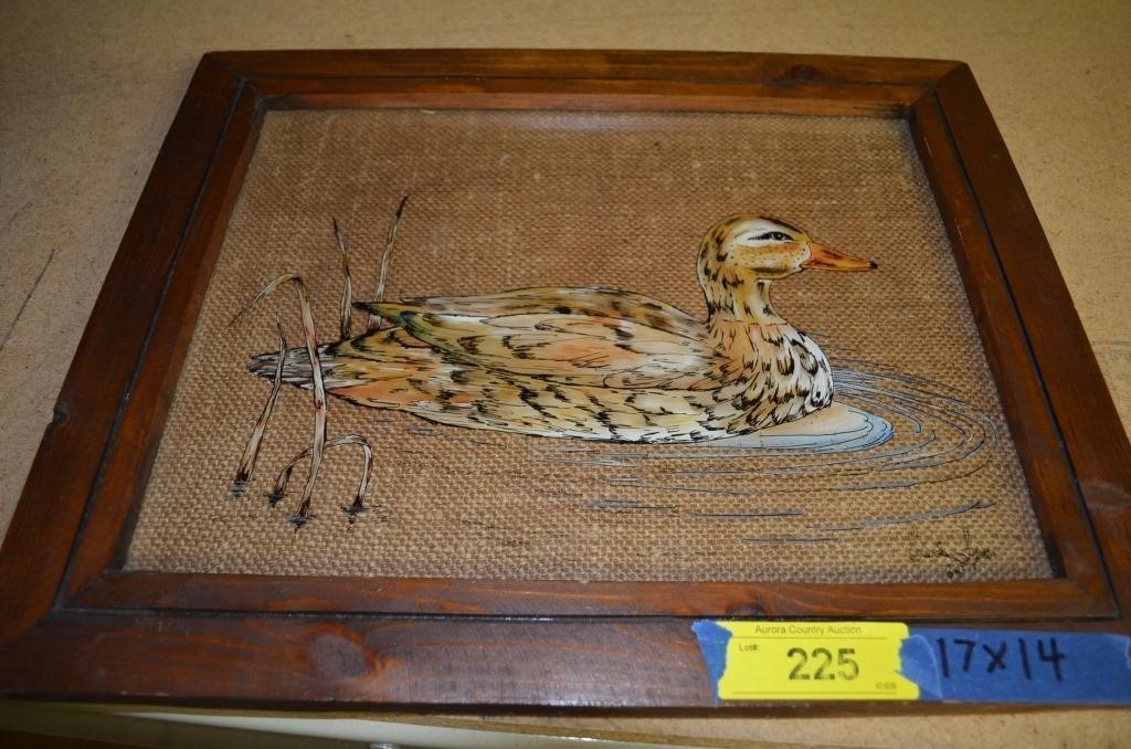 Vintage Mallard Glass Art Signed Painting