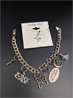 Sterling charm bracelet and necklace