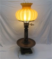 Table Lamp w/ Glass Shade - Wood & Metal - Vintage