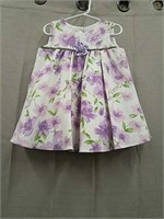 White with Purple Flower Dress- Size Unknown