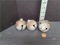 3 Old Brass Bells Painted Partly Silver
