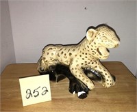 Vintage Chalkware Leopard Resting on tree