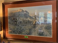 LARGE FRAMED CHARLES RUSSELL PRINT