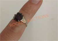 Vintage amethyst in Sterling pinky ring