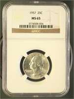 US Coins 1957 Washington Quarter MS65 NGC