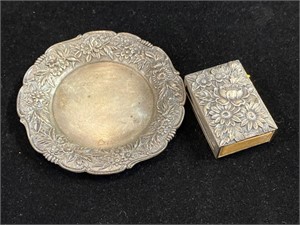 S Kirk & Son Sterling Silver Match Holder & Dish