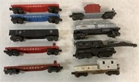 9 Lionel Train Cars- Crane, Tanker, Flatcars