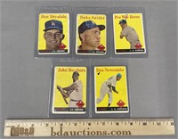 5 1958 Topps Dodgers F-V6 Drysdale Baseball Cards