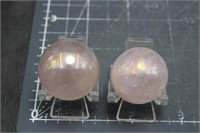 2, Aura Coated Rose Quartz Spheres, 2oz