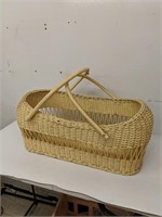 Vintage wicker baby / doll bassinet with heavy