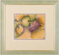 Luigi Rist colored wood block "Grapes" 16" x 18"