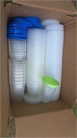 Box of food storage containers. Multiple sizes