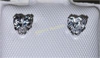 14K gold & Heart CZ Earrings 3/4 Carat Appx
