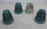 Four Vtg Glass Electrical Insulators See Info