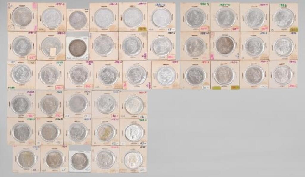 (45) Morgan And Peace Silver Dollars 1878-1935