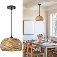 TERLEENART Bamboo Pendant Light,1pcs Boho Round Ba