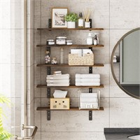 YIJIALEA 5-Piece 24'' Floating Shelves, Wood Bathr