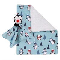 Penguin and Pinetree's Aqua Sherpa Baby Blanket