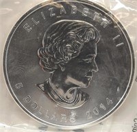 2014 Canada 5 Dollar 1oz  .9999 Silver