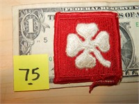 4th Army Corp Patch 4 Leaf Clover on Red