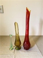 Tall Fluted Glass Vases