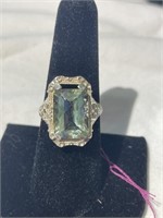 Green Amethyst Filigre Ring - 925