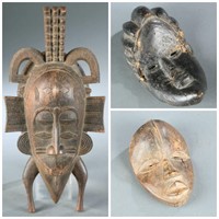 3 West African style masks, 20th century.