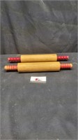 Vintage red handled rolling pins