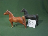 2 Smaller Cast Iron Horses Original Paint