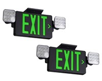Black Housing Exit Sign with Emergency Lights, LED