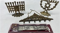 Vintage Brass Jewish Ornaments candelabra lot
