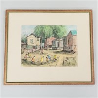 Dewey Albinson framed signed pastel "Children