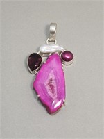 Sterling 925 Silver Pink Agate Pendant