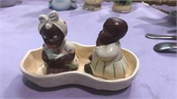 Black boy and girl salt & pepper shakers with a